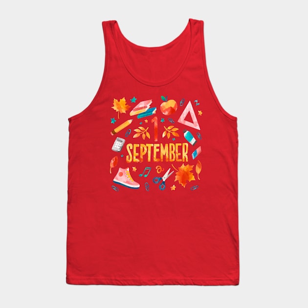 Hand Drawn 1 September Tank Top by Mako Design 